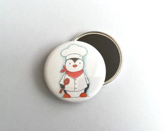 Chef penguin kitchen magnet, cute cook kitchen magnet, cooking gift