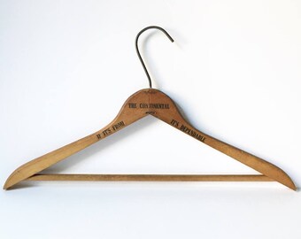 Wood Hanger wooden Hanger 1940s hanger Advertising Hanger Industrial decor Fixer Upper Decor Hotel Hanger