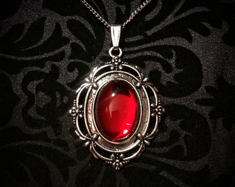 Ruby Red Gothic Necklace // Gothic Jewelry // Gothic Pendant // Victorian Necklace // Halloween Jewelry // Halloween Necklace // Vampire