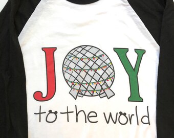 Disney Christmas Shirt, Joy to The world, Epcot Shirt, Mickey Christmas, Disney World Christmas, spaceship earth shirt