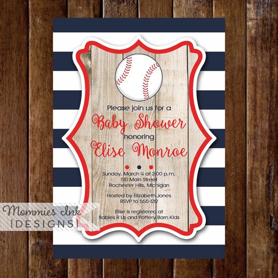 Rustic Baby Shower Invitation Vintage Baseball Baby Shower