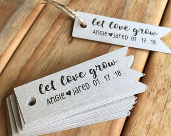 Let Love Grow Wedding Favor Tags Succulent Plant Seeds Bridal Shower