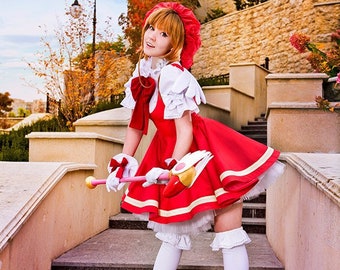 Anime Cardcaptor Sakura 1 OP Red Dress Cosplay Costume