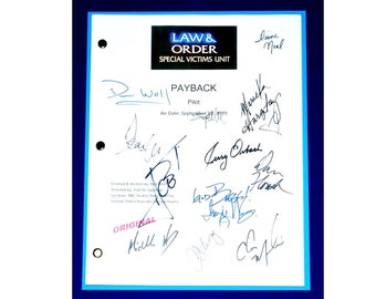 Law & Order SVU "Payback" Episode Television Script Autographed: Chris Meloni, Mariska Hargitay, B.D. Wong, Ice T, Dick Wolf, Dann Florek