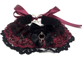 Plum Victorian Ruffle Kitten Play Collar