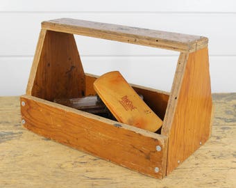 Old Crusty Wood Shoe Shine Box, Wooden Box, Caddy, Storage, Display, Stained, Beat Up, Awesome, Rustic, Handmade, Worn, Vintage Wood Box