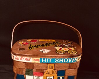 Woven Basket Purse Caro Nan Signed Vintage Basket Handbag Southern California "FunSpree" 1972