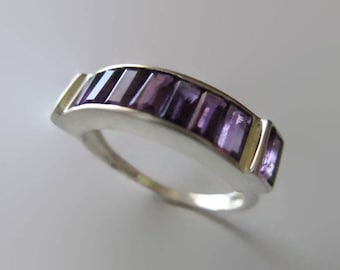 Amethyst & Sterling Silver Saddle Ring; Amethyst Ring, Birthstone Ring, Gemstone Ring, Saddle Ring, Sterling Silver Ring