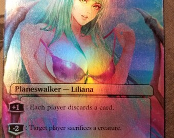 Foil Liliana of the Veil full art casual play card for mtg with new card back