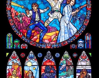 BUY 2, GET 1 FREE! Star Wars Stained Glass 030 Cross Stitch Pattern Counted Cross Stitch Chart, Pdf Format, Instant Download /231358