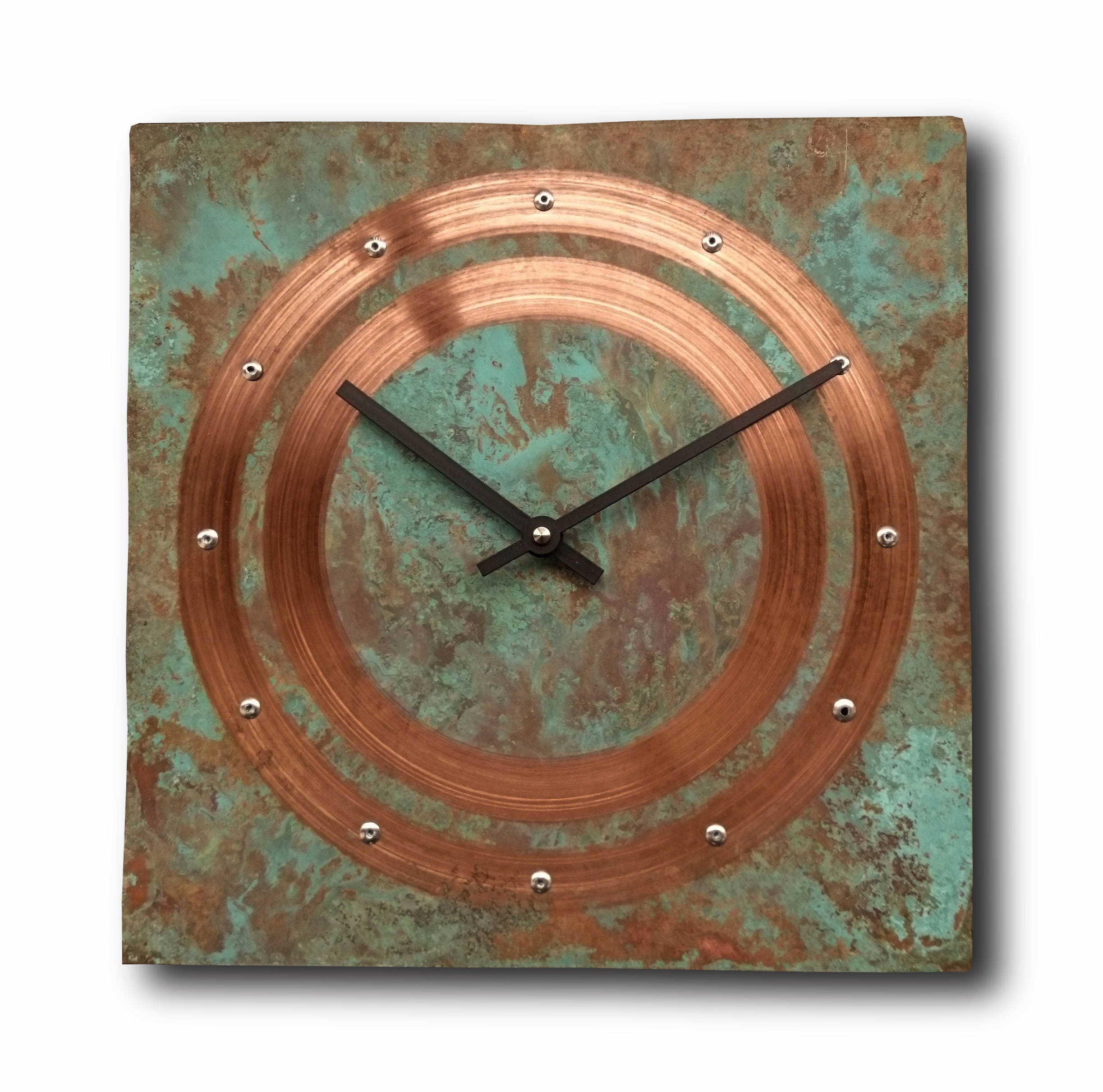 Turquoise copper clock Wall clock Home decor Original