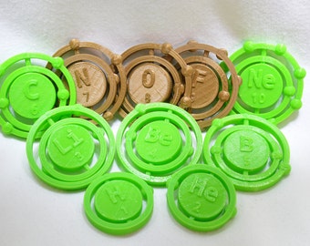 Atomic Element Spinner Fidgets! 3D printed, customizable, metal-free, hand-held fidgets based on atomic models
