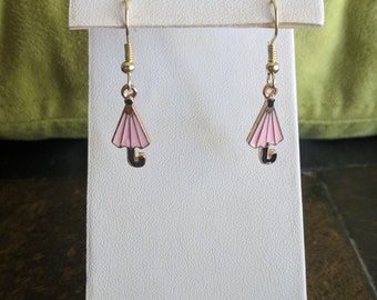 pink umbrella dangle earrings