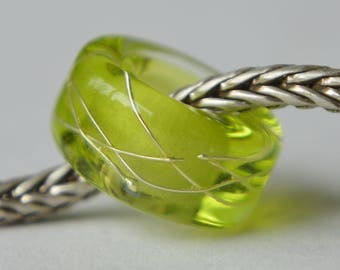 Unique Handmade Lampwork Glass European Charm Bead with Pure Silver - SRA - Fits all charm bracelets - Silver Core Options