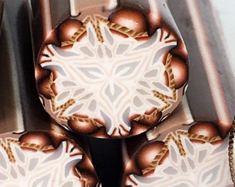 Large complex polymer clay cane, neutral browns, complex cane