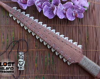 Hawaiian Sword Style Wood Lei-O-Mano - Hand Weapon - Tiki Decor
