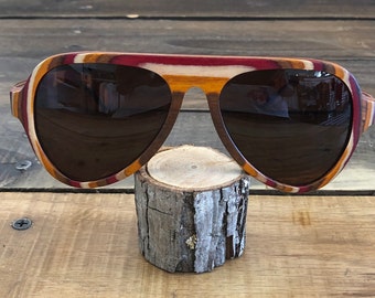 Skateboard Wood Sunglasses - Aviator Style