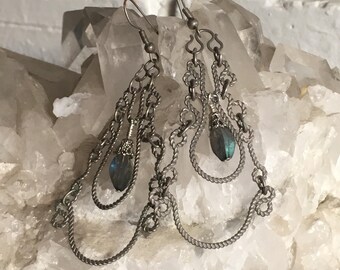 Labradorite Chandelier Earrings