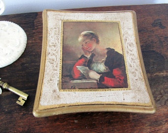 Vintage Musical Jewelry Box, Florentine Jewelry Box, Music Box Made in Japan