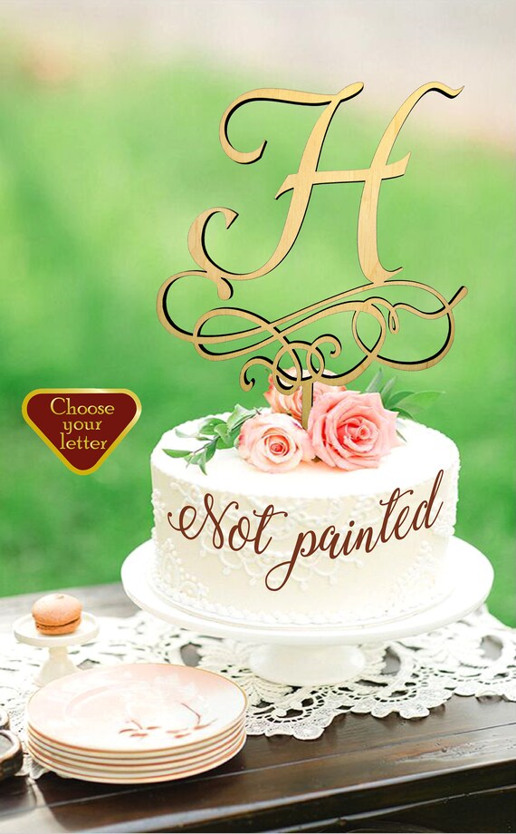 Letter H Cake Topper Rustic Initial Wedding Monogram CT228 Letter H Cake Topper Rustic Initial Wedding Monogram CT228