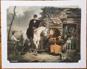 8" by 10" print, "Billy Bobs Big Break into Showbiz" Altered Thrift Store Art