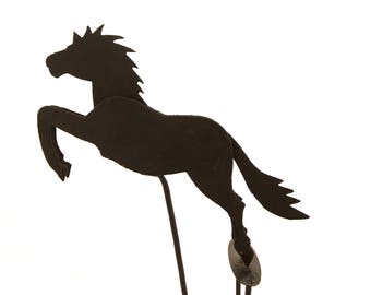 Vintage metal black silhouette horse - balance toy - folk art - skyhook