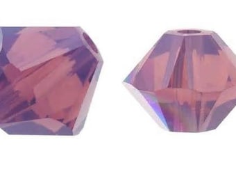 4mm Swarovski Cyclamen Opal Crystal Bicone Xilion Qty 24