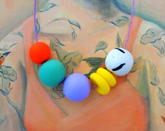 Handmade Polymer Clay Necklace - Netherlands Collection - Six Bead Donut
