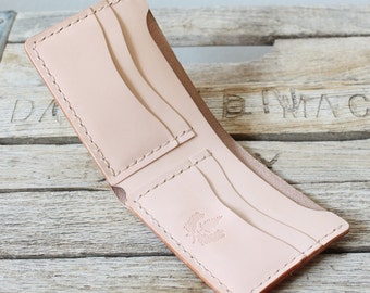 Natural Veg Tan Leather Wallet / Mens Leather Wallet / USA Made Wallet