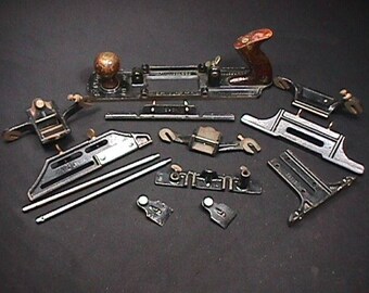 Antique Stanley Plane No. 193 Fiber Board Cutter Plane with 12 extra Attchments Ready to Use Missing only one screw