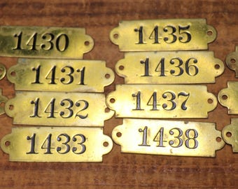 1 Vintage Brass Numbered Tag