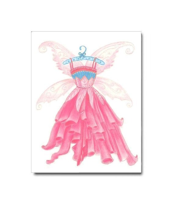 Items similar to Girl Nursery Decor, Pink Fairy Dress Wall Art , Girls