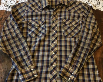 Vintage Saturdays in California men's plaid western shirt M/L