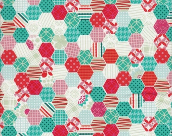 Riley Blake So Happy Together Happy Hexies in Blue - Half Yard