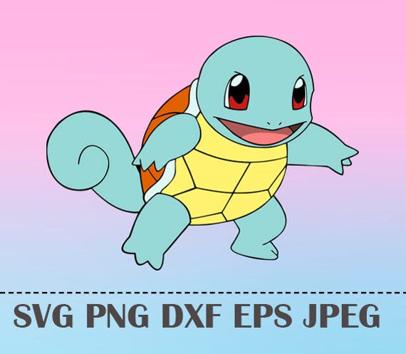 SVG Squirtle Pokemon Vector Layered Cut File Silhouette Cameo