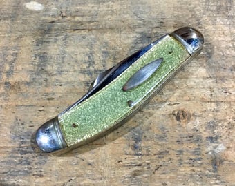 Vintage Winchester Yellowboy 3 Blade Sowbelly Pattern Pocket Knife / Goldstone Handles
