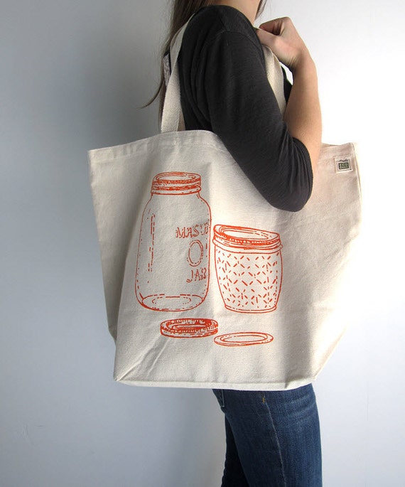 Canvas Tote Bag Screen Printed Recycled Cotton Grocery Bag