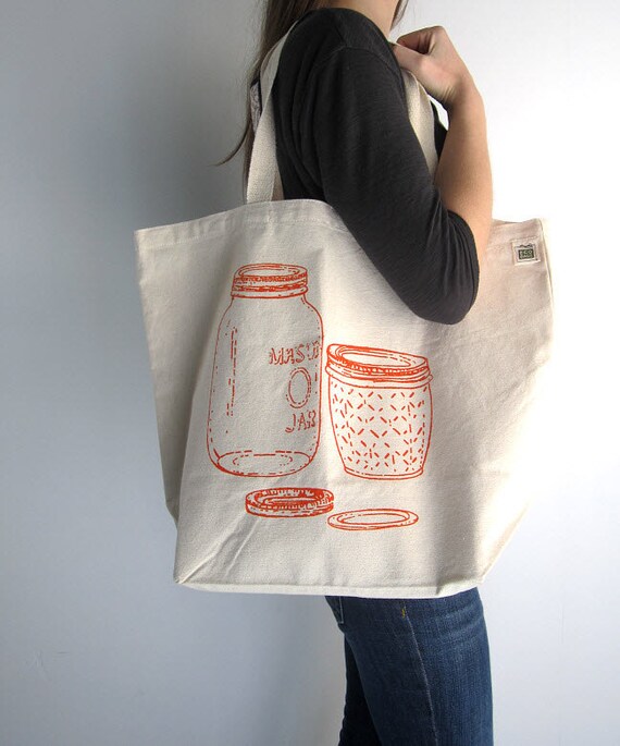 recycled grocery tote bags Canvas Tote Bag Screen Printed Recycled Cotton Grocery Bag
