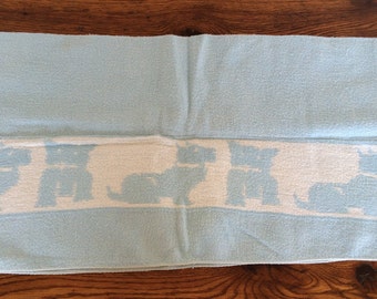 Vintage Scottie Dog Baby Blanket Light Blue