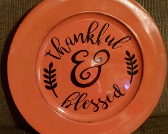 Thanksgiving Charger Plate, Charger Plate, Orange Charger Plate