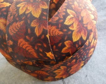 Brown Fall Leaves Fabric Ribbon 4 Yards