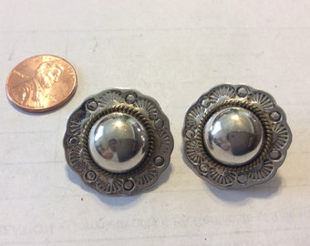 Vintage sterling silver dome earrings bacn