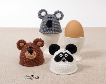 Bear egg cozy Panda egg warmer Koala egg cozy Easter decorations Table decor Kitchen decor Hostess gift Rustic decor Bear egg cover