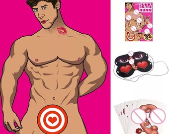 Pin the Junk on the Hunk. Large poster. Party Game. Bachelorette party, Gay pride, Hen party, Coming out, Erotic Gift.