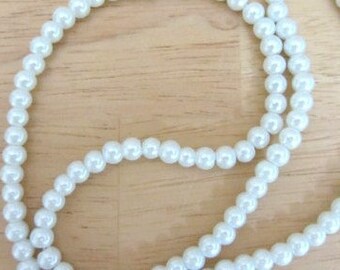 1 strand White Glass Pearls 6mm