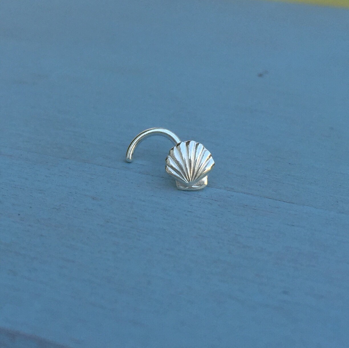 Seashell Nose Stud Solid Sterling Silver Nostril Jewelry
