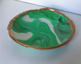 Jewelry Dish/Bauble Bowl (green, gray, white)