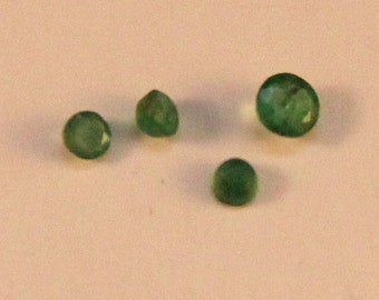 4 Natural Round Cut Green Emeralds 1.3 Carats Loose Gemstones May Birthstone Mother's Day