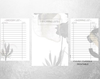NEW Shopping Lists for Pocket Planner Printable
