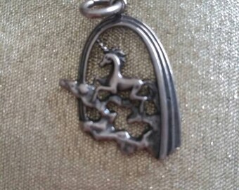 Sterling Silver Unicorn pendant vintage new